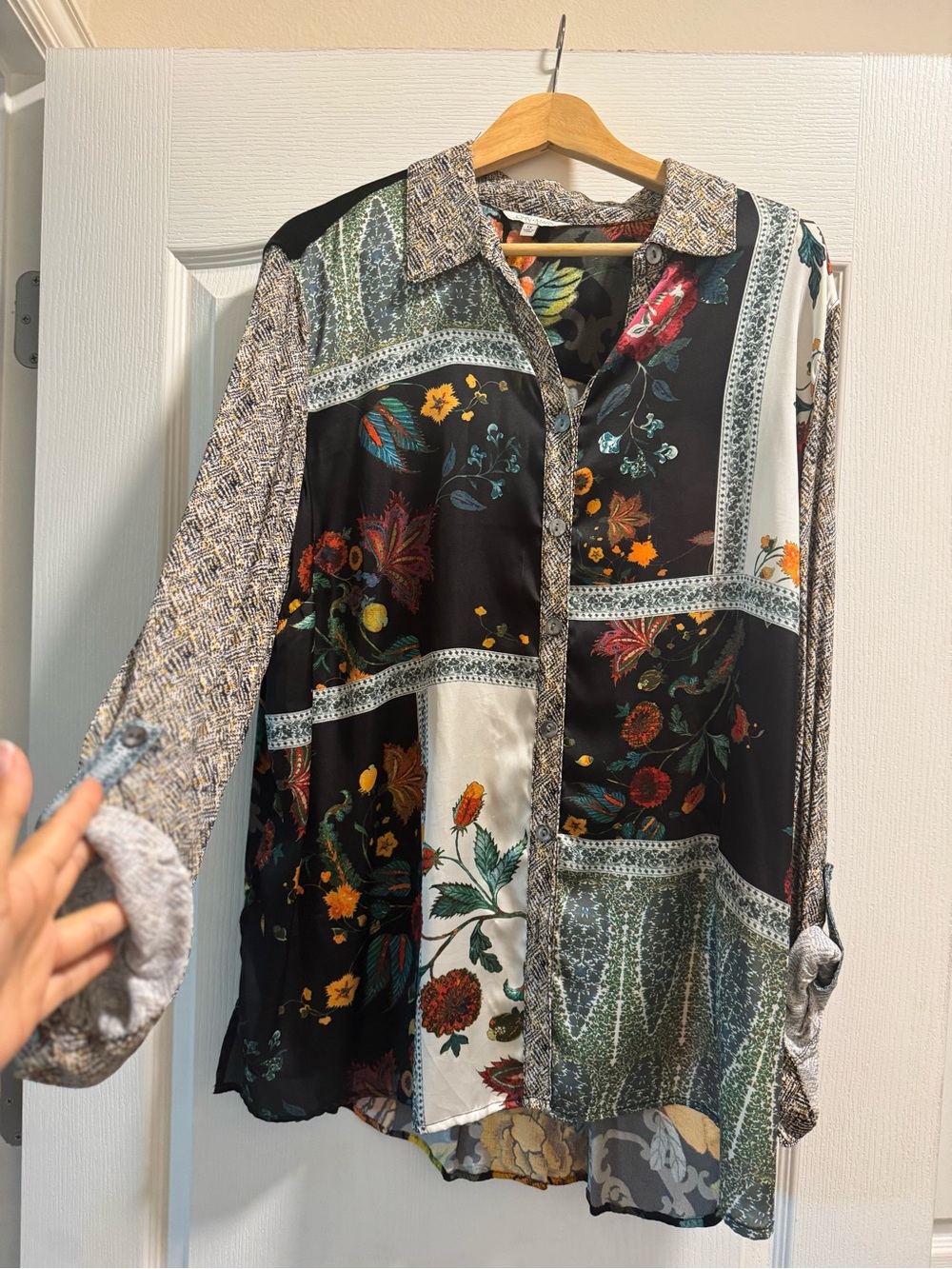 John Mark Multi-Color Floral Patchwork Blouse